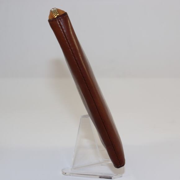 Genten Brown Leather Zipper Pouch - Picture 5 of 6